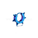 Punk Style 201 Stainless Steel Hoop Earrings, Rivet, Blue, 18.70x14.60mm(FS-WG56A2E-04)