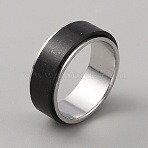304 Stainless Steel Plain Rotating Finger Ring, Fidge Spinner Ring for Stress Anxiety Relief, Electrophoresis Black & Stainless Steel Color, Inner Diameter: 19mm(RJEW-WH0011-10D-EB)
