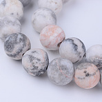 Natural Zebra Jasper Beads Strands, Frosted, Round, 6~6.5mm, Hole: 1mm, about 58~60pcs/strand, 14.5 inch(X-G-Q462-6mm-03)