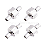 4Pcs 304 Stainless Steel European Clasps with Cord Ends, Column, Stainless Steel Color, 18x10mm, Hole: 3mm(STAS-DC0004-32)