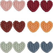 CHGCRAFT 12Pcs 6 Colors Handmade Polymer Clay Cabochons, Imitation Braided Pad, Heart, Mixed Color, 19.5~22x24.5~26.5x4~5mm, 2pcs/color(CLAY-CA0001-17)