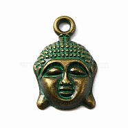 Tibetan Style Alloy Pendants, Buddha's Head, Antique Bronze & Green Patina, 22x14x4mm, Hole: 2.4mm(FIND-WH0034-37ABG)