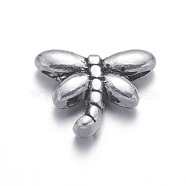 Tibetan Silver Beads, Lead Free & Cadmium Free, Dragonfly, Antique Silver, about 8.2mm long, Hole: about 1mm(AB45)