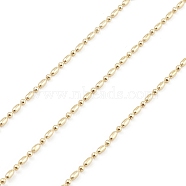 Brass Column & Round Ball Chains, Unwelded, with Spool, Real 18K Gold Plated, 1.2mm(CHC-M025-58G)