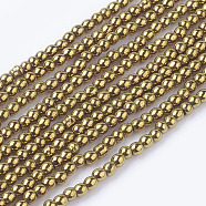Non-Magnetic Synthetic Hematite Beads Strands, Round, Gold, 2mm, Hole: 1mm, about 223pcs/strand, 15.7 inch(G-G091-2mm-1)