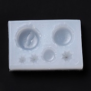 DIY Pendants Silicone Molds, Resin Casting Pendant Molds, For UV Resin, Epoxy Resin Jewelry Making, Round & Star, White, 45x30x8mm, Inner Diameter: 5~17mm(DIY-Z010-05)