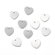 304 Stainless Steel Pendants, Double Side Drawbench, Stamping Blank Tag, Heart, Stainless Steel Color, 9.5x10x1mm, Hole: 1mm(STAS-F271-06A-P)