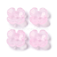 Baking Paint Glass Bead Caps, 4-Petal Flower, Pearl Pink, 12x12x4.5mm, Hole: 1.4mm(GLAA-S202-04C)