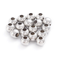 304 Stainless Steel Beads, Hollow Round, Stainless Steel Color, 8x7.5mm, Hole: 2.5~3mm, 200pcs/bag(STAS-G230-P07)