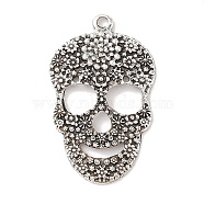 Day of the Dead Ornaments Tibetan Style Sugar Skull Pendants,  Cadmium Free & Nickel Free & Lead Free, for Halloween, Antique Silver, 49x31x5mm(X-TIBEP-22828-AS-NR)