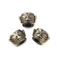 Tibetan Style Rack Plating Brass Bead, Long-Lasting Plated, Sanxingdui, Brushed Antique Bronze, 5.5x7.5x5mm, Hole: 2.5mm(KK-Q805-21AB)