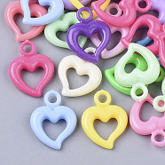 Opaque Acrylic Pendants, Heart, Mixed Color, 20x15x4mm, Hole: 3mm(X-MACR-N008-08)