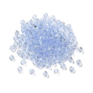 Transparent Glass Beads, Bicone, Light Steel Blue, 4x4x3.5mm, Hole: 1mm, 720pcs/bag(GGLA-Z004-05K)