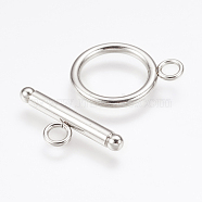 304 Stainless Steel Toggle Clasps, Stainless Steel Color, Ring: 20x16x2mm, Hole: 3mm, bar: 22x8x3mm, Hole: 3mm.(STAS-F114-04P-A)