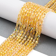 Electroplate Glass Beads Strands, Faceted, AB Color, Column, Yellow, 4x5~6mm, Hole: 1mm, about 80pcs/strand, 18.11''(46cm)(EGLA-D031-01Q)