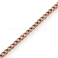 Unwelded Iron Curb Chains, with Spool, Red Copper, 3.4x2.4x0.7mm, about 328.08 Feet(100m)/roll(CH-R078-07R)