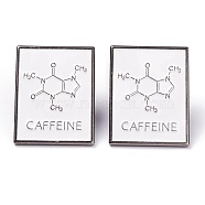 Alloy Enamel Brooches, Enamel Pin, for Teachers Students, with Plastic Clutches, Rectangle with Chemical Equation, Platinum, White, Caffeine Molecular Structural Formula, 27x20.5x11.5mm(JEWB-M019-04A)