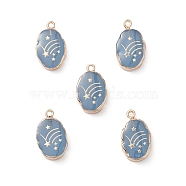 Natural Quartz Dyed Pendants, Oval Charms with Golden Brass Edge, 22x13x3~5.5mm, Hole: 1.8mm(X-G-K333-01E)