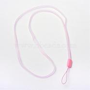 Rubber Lanyard Straps, with Plastic Findings, Pearl Pink, 15.3 inch(MOBA-R001-03)