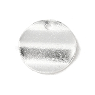Brass Pendants, Flat Round Charms, 925 Sterling Silver Plated, 15x15x1mm, Hole: 1.4mm(KK-P259-41S)