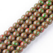 Matte Style Glass Bead Strands, Round, Camel, 8mm, Hole: 1mm, about 100pcs/strand, 31.4 inch(X-DGLA-S113-8mm-D12)