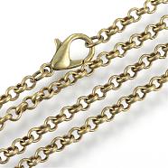 Iron Rolo Chains Necklace Making, with Lobster Clasps, Soldered, Antique Bronze, 23.6 inch(60cm)(MAK-R015-60cm-AB)