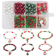 DIY Christmas Bracelet Making Kit, Including Glass Star & Bicone Beads,  Snowflake & Bell & Tree & Candy Cane Alloy Enamel Pendants, Mixed Color, 208Pcs/box(DIY-SC0021-66)
