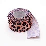 Polyester Ribbon, Leopard Print Theme Pattern, for Gift Wrapping, Floral Bows Crafts Decoration, Coral, 1-1/2 inch(38mm), about 10yards/roll(OCOR-TAC0009-22B-07)