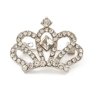 Rhinestone Crown Brooch Pin, Alloy Badge for Backpack Clothes, Platinum, 24.5x32x13mm(JEWB-Q030-05P)