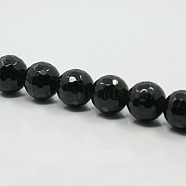 Natural White Jade Beads Strands, Faceted, Dyed, Round, Black, 10mm, Hole: 1mm, about 36pcs/strand, 15 inch(X-G-G620-10mm-16)