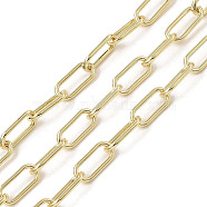 Rack Plating Oval Brass Curb Chains, Unwelded, with Spool, Long-Lasting Plated, Cadmium Free & Lead Free, Real 18K Gold Plated, 17x7.5x1.5mm(CHC-A010-01G-01)