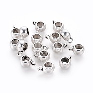 Tibetan Style Alloy Rondelle Tube Bails, Loop Bails, Lead Free and Cadmium Free, Bail Beads, Antique Silver, 8x5mm, Hole: 2mm, Inner Diameter: 5mm(TIBE-YW0001-45AS)