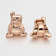 Cadmium Free & Nickel Free & Lead Free Alloy European Beads, Long-Lasting Plated, Large Hole Penguin Beads, Rose Gold, 13x11x7mm, Hole: 5mm(MPDL-E027-02RG-NR)