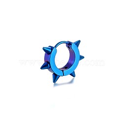 Punk Style 201 Stainless Steel Hoop Earrings, Rivet, Blue, 18.70x14.60mm(FS-WG56A2E-04)