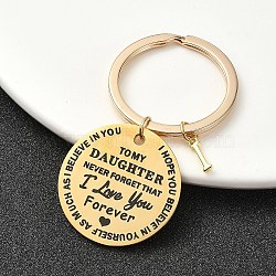 Valentine's Day Brass & 201 Stainless Steel Keychain, with Alloy Rings, Letter I, 6.2cm(KEYC-YW00097-09)