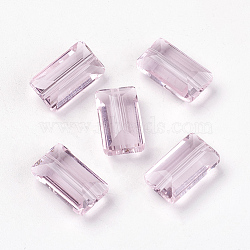 Imitation Austrian Crystal Beads, Grade AAA, Faceted, Rectangle, Pearl Pink, 4.55x8x3mm, Hole: 0.7~0.9mm(SWAR-F081-5x8mm-03)