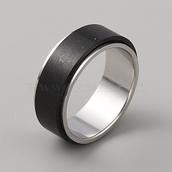 304 Stainless Steel Plain Rotating Finger Ring, Fidge Spinner Ring for Stress Anxiety Relief, Electrophoresis Black & Stainless Steel Color, Inner Diameter: 19mm(RJEW-WH0011-10D-EB)