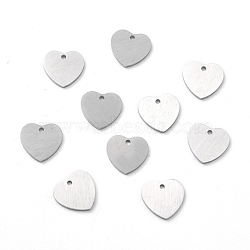 Tarnish Resistant 304 Stainless Steel Pendants, Double Side Drawbench, Stamping Blank Tag, Heart, Stainless Steel Color, 9.5x10x1mm, Hole: 1mm(STAS-F271-06A-P)