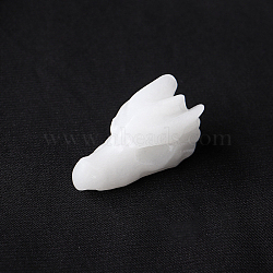 Natural White Jade Sculpture Display Decorations, for Home Office Desk, Dragon Head, 36.5~38x20.5x20.5~22.5mm(G-PW0004-43D)