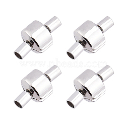4Pcs 304 Stainless Steel European Clasps with Cord Ends, Column, Stainless Steel Color, 18x10mm, Hole: 3mm(STAS-DC0004-32)