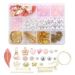 DIY Earring Making Kits, Including Faux Suede & Iron & Acrylic & Alloy Enamel & Brass Pendants, Glass & ABS Plastic Beads, Brass Earring Hooks & Rings, Iron Pins & Bead Caps, 304 Stainless Steel Jump Rings & Cable Chains, Mixed Color, Beads: 90pcs/box(DIY-FS0001-86)