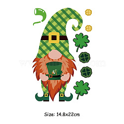 Saint Patrick's Day Theme PET Sublimation Stickers, Heat Transfer Film, Iron on Vinyls, for Clothes Decoration, Gnome, 220x148mm(PW-WG34539-21)