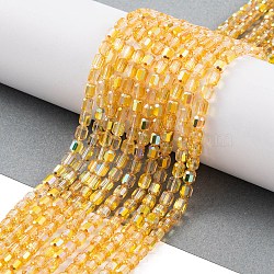 Electroplate Glass Beads Strands, Faceted, AB Color, Column, Yellow, 4x5~6mm, Hole: 1mm, about 80pcs/strand, 15.75''(40cm)(EGLA-D031-01Q)