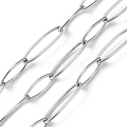 304 Stainless Steel Oval Link Chains, Soldered, with Spool, Stainless Steel Color, 18.5x5x1mm, 13x5x1mm, about 32.81 Feet(10m)/Roll(CHS-K018-01P)