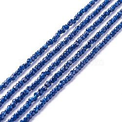 Transparent Glass Beads Strands, Faceted, Round, Midnight Blue, 2mm, Hole: 0.6mm, about 182~201pcs/strand, 14.57~15.24 inch((37~38.7cm)(X-GLAA-C019-01A-26)