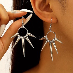 Alloy & Glass Dangle Earrings, Platinum, Thorns, 90mm(FS-WG9B205-01)