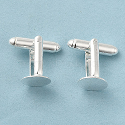 Brass Cuff Button, Cufflink Findings for Apparel Accessories, Silver Color Plated, 16x10mm(KK-C2914-S)