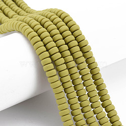 Handmade Polymer Clay Beads Strands, for DIY Jewelry Crafts Supplies, Flat Round, Dark Khaki, 6~7x3mm, Hole: 1.5mm, about 113~116pcs/strand, 15.55 inch~16.14 inch(39.5~41cm)(CLAY-N008-008-113)