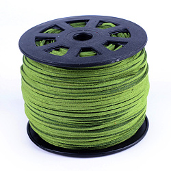 Faux Suede Cords, Faux Suede Lace, Olive Drab, 1/8 inch(3mm)x1.5mm, about 100yards/roll(91.44m/roll), 300 feet/roll(LW-S028-46)