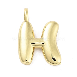 Rack Plating Brass Balloon Letter Pendants, Cadmium Free & Lead Free, Long-Lasting Plated, Real 18K Gold Plated, Letter H, 16.5~18.5x5.5~18x2.5x4.5mm(KK-C050-01G-H)